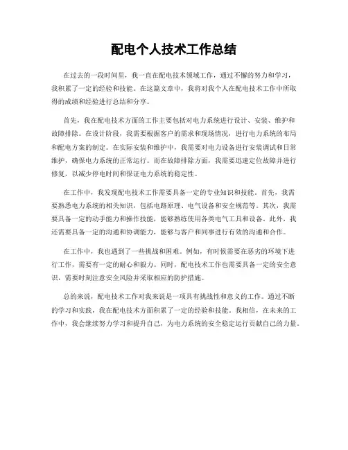 配电个人技术工作总结