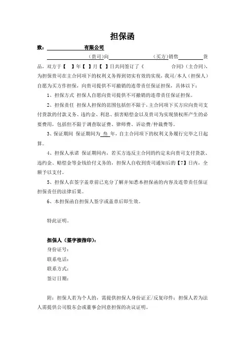 担保函(简约版)