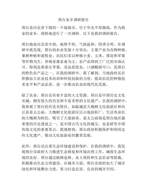 邢台家乡调研报告