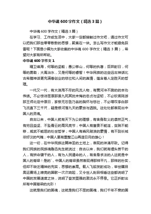 中华魂600字作文（精选3篇）