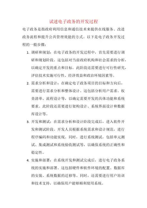 试述电子政务的开发过程