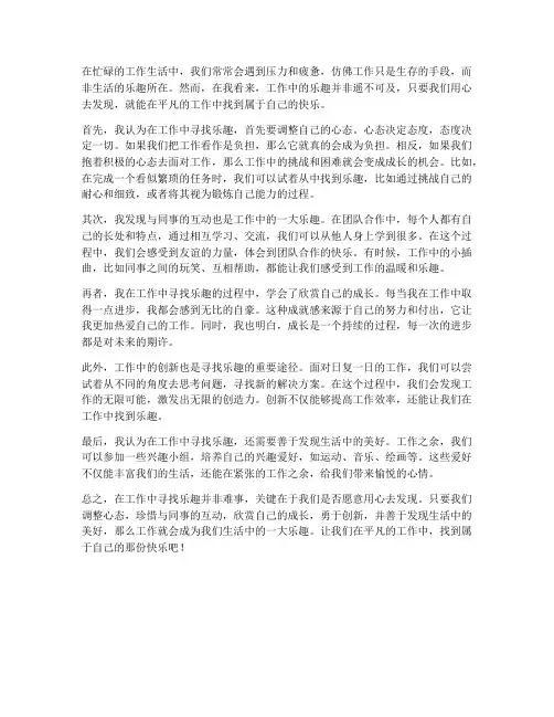 在工作中寻找乐趣的感想
