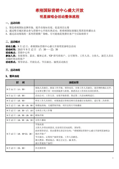 售楼处开放及明星演唱会活动整体流程(7.0)