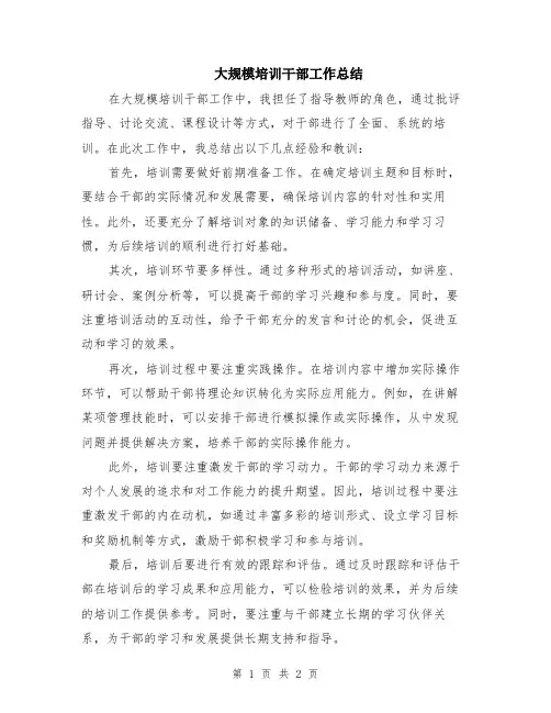 大规模培训干部工作总结