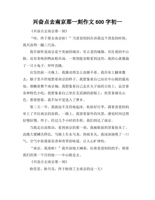 兴奋点去南京那一刻作文600字初一