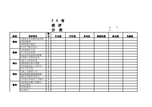 5S考核评分表
