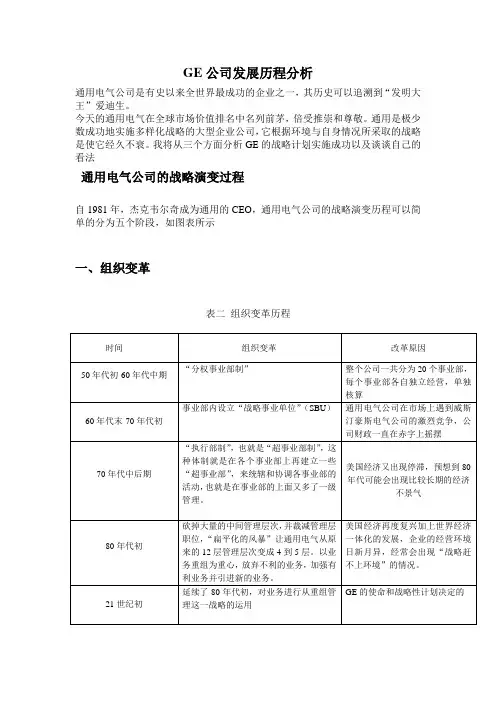 组织变革历程
