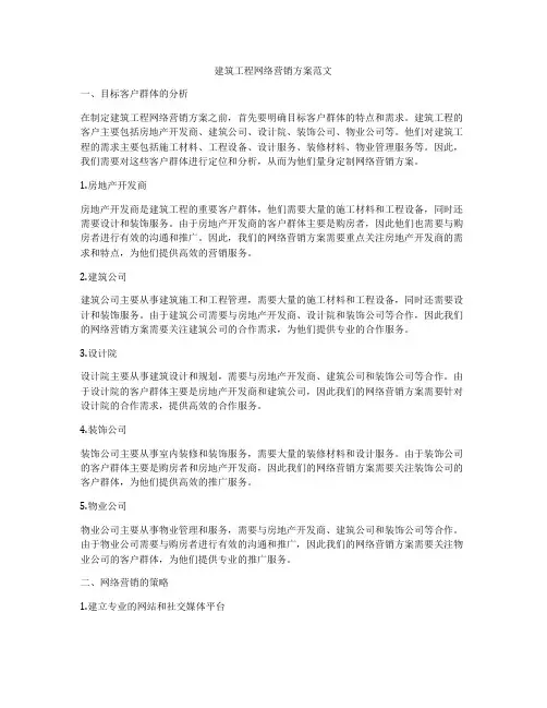 建筑工程网络营销方案范文