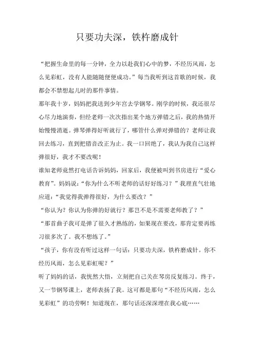 初一议论文只要功夫深，铁杵磨成针