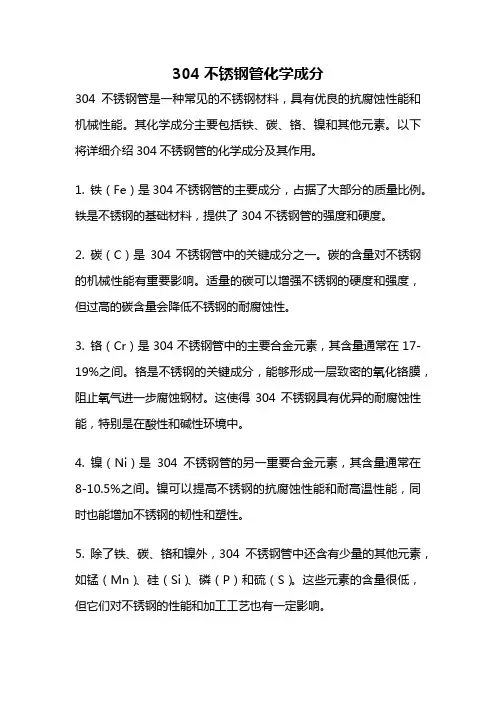 304不锈钢管化学成分
