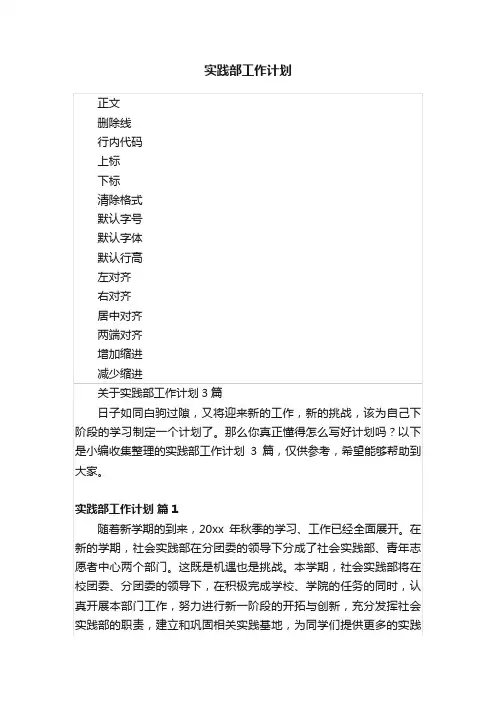 实践部工作计划