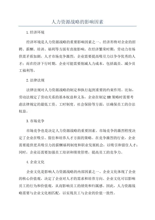 人力资源战略的影响因素