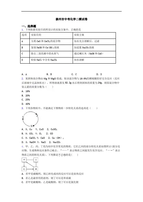泰州市中考化学二模试卷