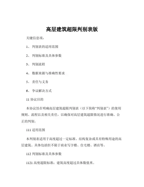 高层建筑超限判别表版