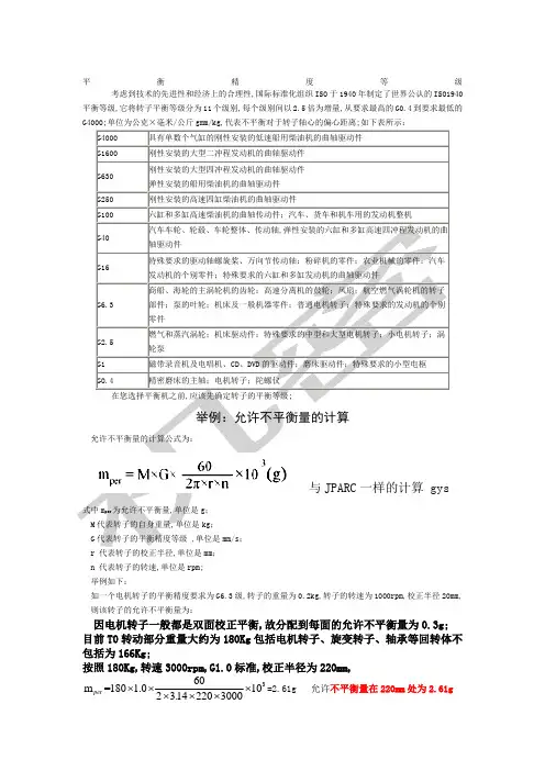 转子动平衡标准