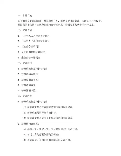 薪酬专项审计方案