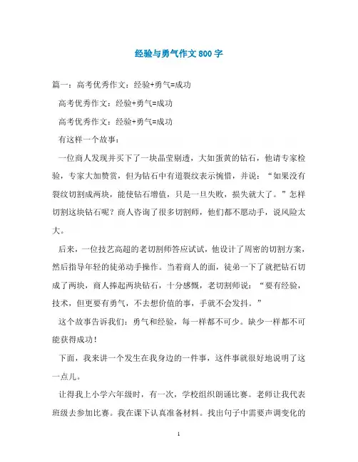 经验与勇气作文800字
