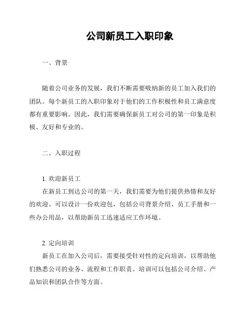 公司新员工入职印象