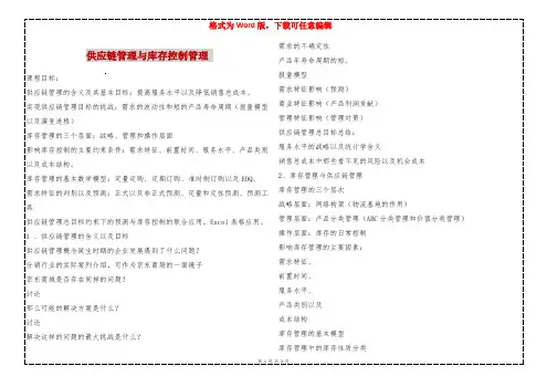 供应链管理与库存控制管理 