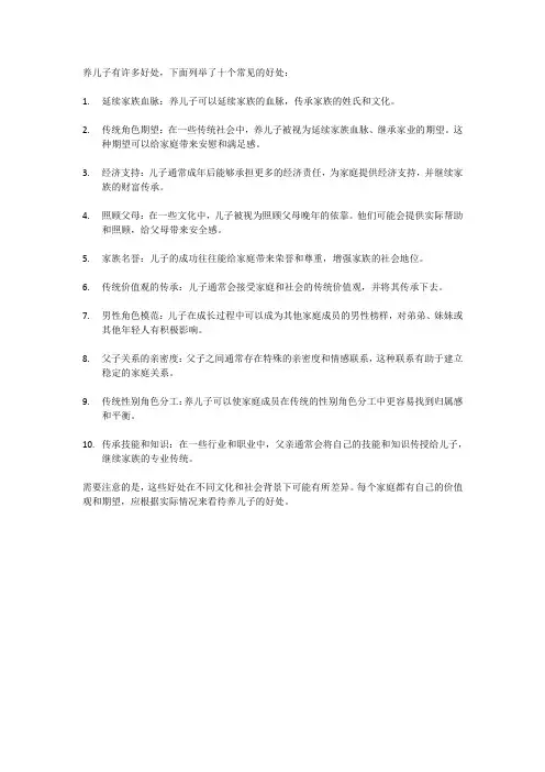 养儿子的十大好处