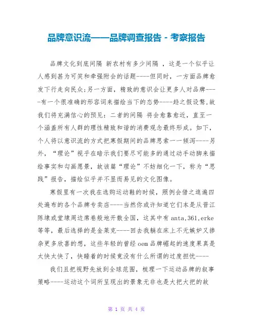 品牌意识流——品牌调查报告