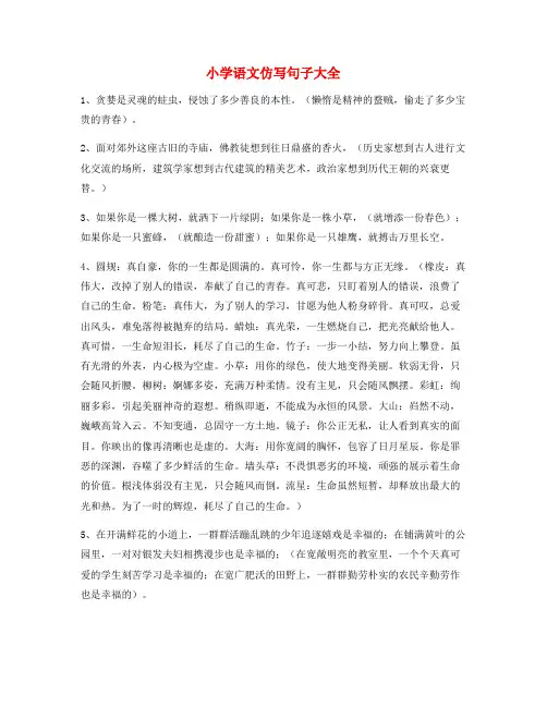 【小学语文仿写句】小学语文仿写句式必练句子小学升初中必练句式