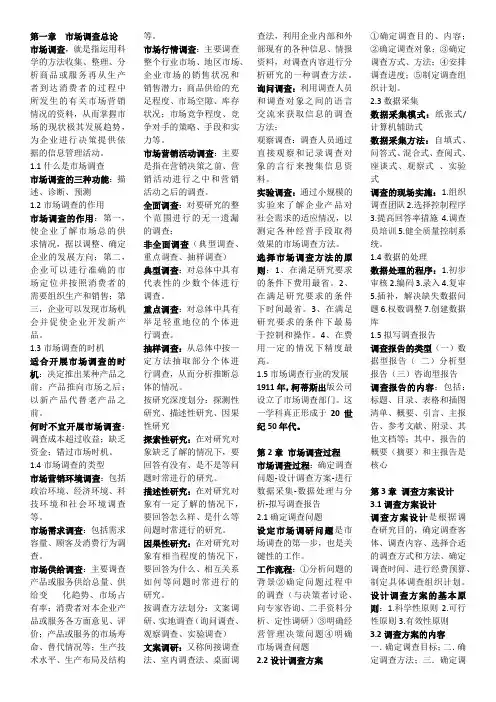 市场调查知识点归纳 课程代码：3348