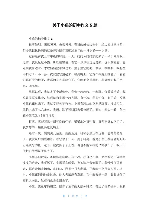 关于小猫的初中作文5篇