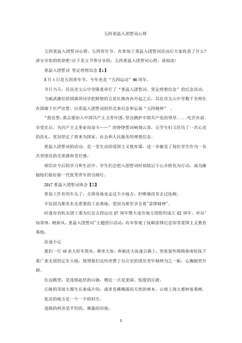 精选最新五四重温入团誓词心得