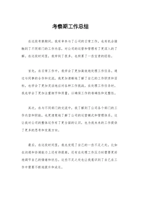 考察期工作总结