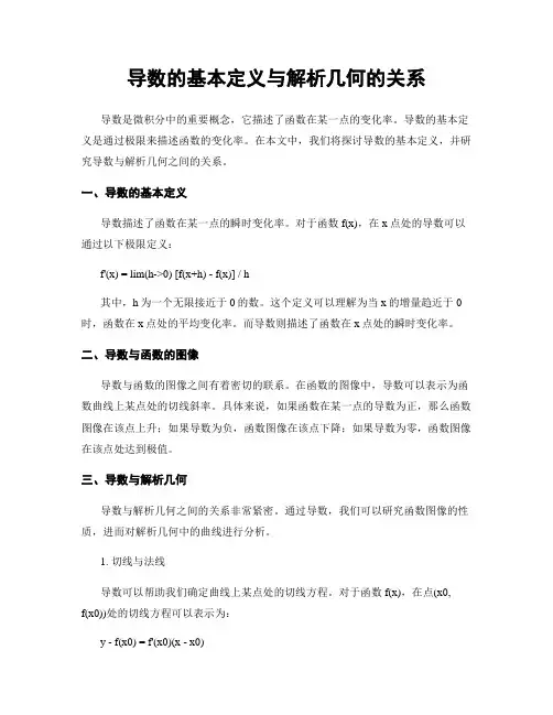 导数的基本定义与解析几何的关系