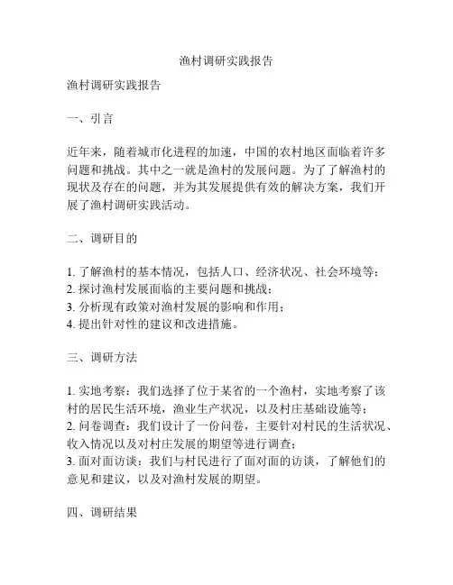 渔村调研实践报告