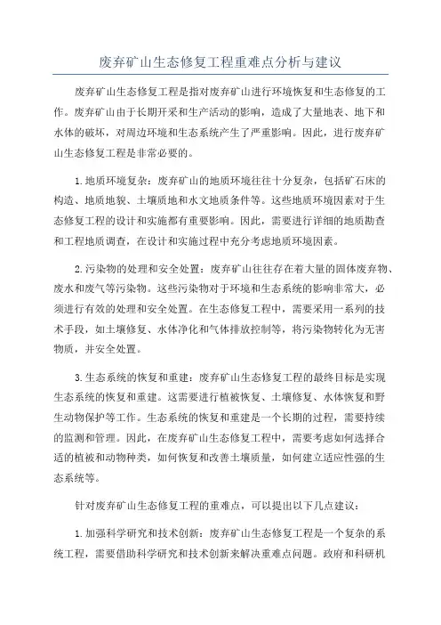 废弃矿山生态修复工程重难点分析与建议