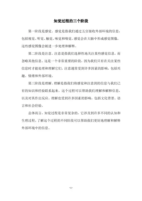 知觉过程的三个阶段