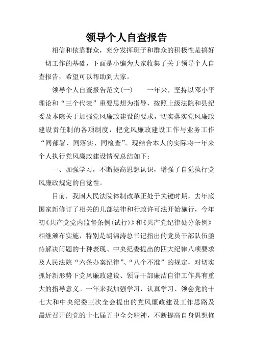 领导个人自查报告