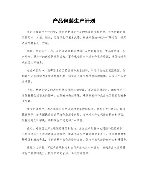 产品包装生产计划