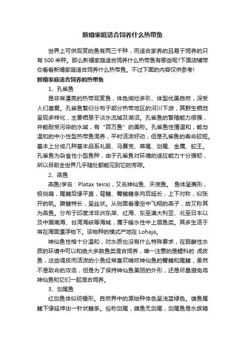 新婚家庭适合饲养什么热带鱼
