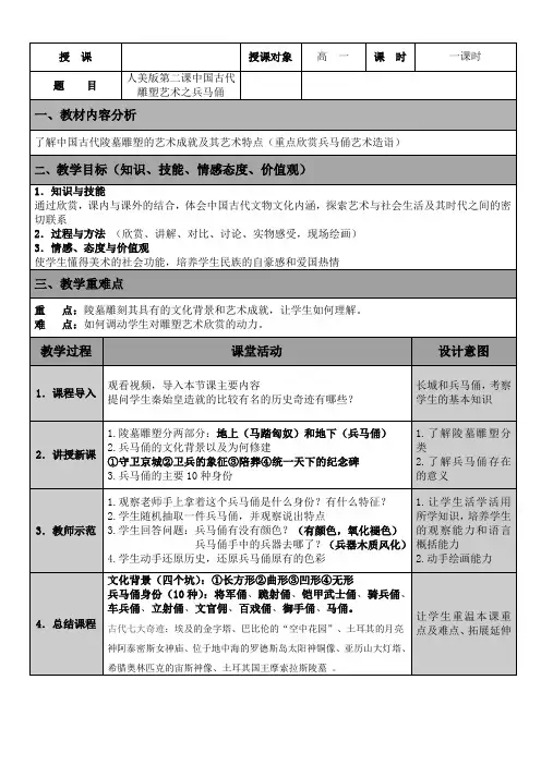 高中美术-雕塑《第二课 尽显东方神韵的艺术瑰宝--中国古代雕塑艺术》教学设计2-人美版