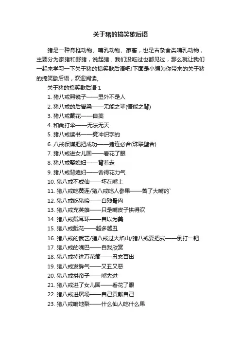 关于猪的搞笑歇后语