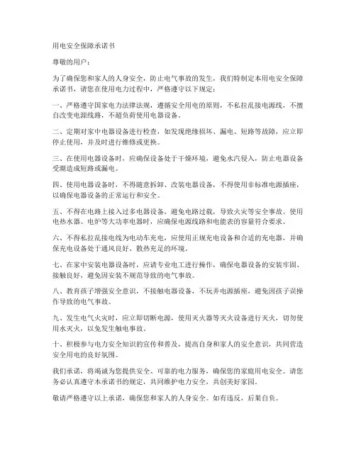 用电安全保障承诺书