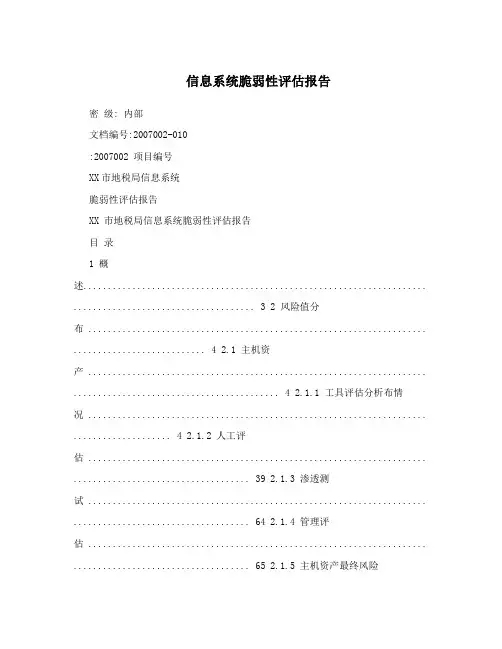 信息系统脆弱性评估报告