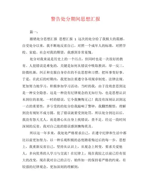 警告处分期间思想汇报