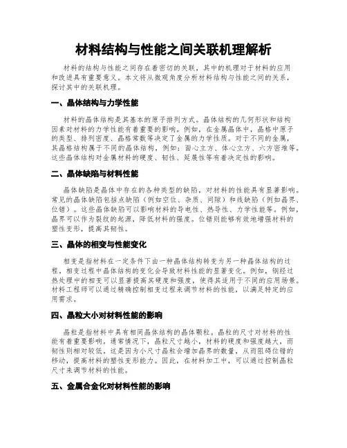 材料结构与性能之间关联机理解析