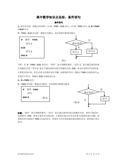 高中数学知识点总结:条件语句