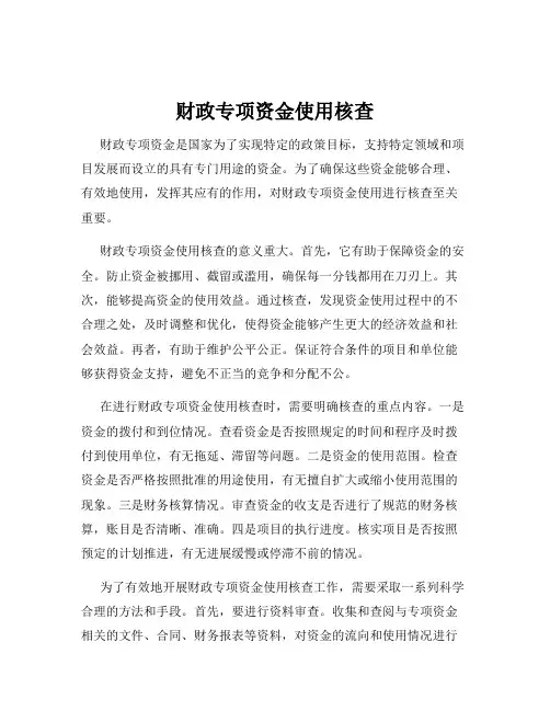 财政专项资金使用核查