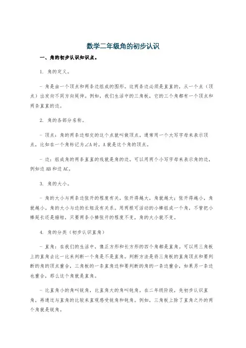 数学二年级角的初步认识