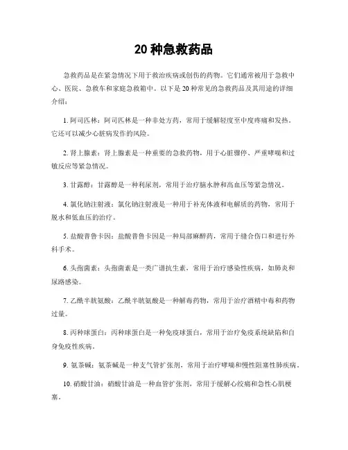 20种急救药品