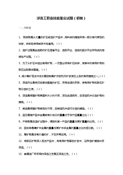 2022年浮选试题库