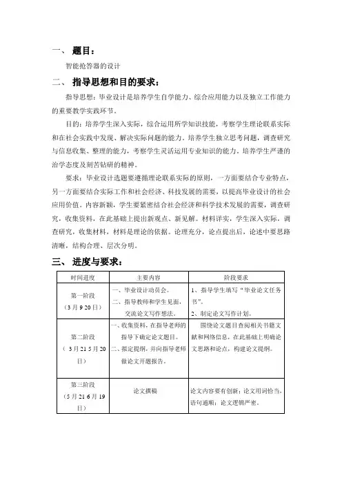 智能抢答器的设计毕业设计