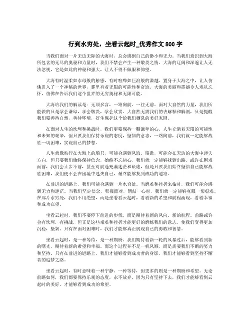 行到水穷处,坐看云起时_优秀作文800字
